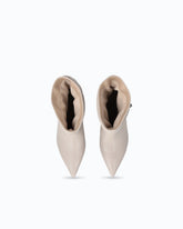 Nappa leather ankle boots with gathered leg shaft and logo - Beige | Pinko