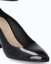 Patent leather pumps with wedge heel and ankle strap - Black | Pinko