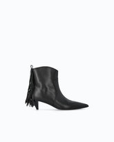 Leather ankle boots with heel and fringing -  | Pinko