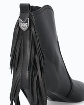 Leather ankle boots with heel and fringing -  | Pinko