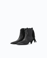 Leather ankle boots with heel and fringing -  | Pinko