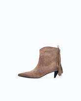 Suede ankle boots with heel and fringing -  | Pinko