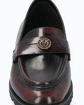 Leather loafer with logo and lug sole - Burgundy | Pinko