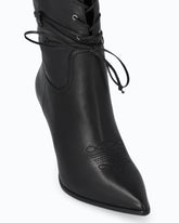 High leather boots with laces and maxi cuff - Black | Pinko