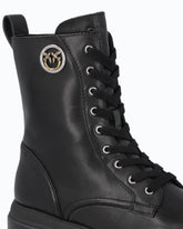 Combat Boots aus Leder mit Logo Love Birds - Schwarz | Pinko