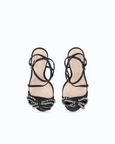 Satin stiletto sandal with strass bow -  | Pinko