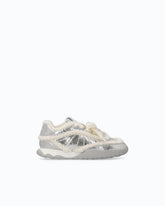 Lather sneakers with faux fur details - Grey | Pinko