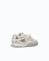 Lather sneakers with faux fur details - Grey | Pinko