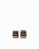 Lather sneakers with faux fur details - Brown | Pinko