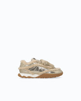 Lather sneakers with faux fur details - Beige | Pinko