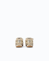Lather sneakers with faux fur details - Beige | Pinko