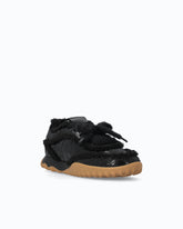 Lather sneakers with faux fur details - Black | Pinko
