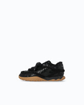 Lather sneakers with faux fur details - Black | Pinko