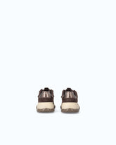 Leather sneakers with trekking-style laces - Brown | Pinko
