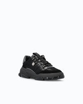 Leather sneakers with trekking-style laces - Black | Pinko
