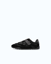 Suede and sequin sneakers with hook-and-loop fastening - Black | Pinko