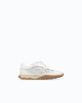 Leather and lace sneakers with double lacing - White | Pinko